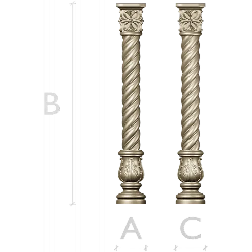 Spiral Acanthus Baluster - STL 3D model for CNC router