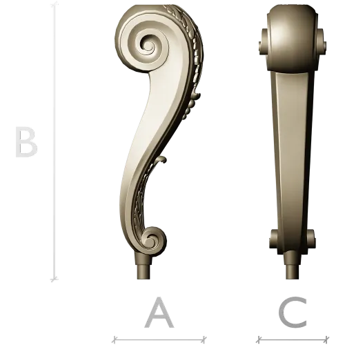 Serpentine Scroll Baluster STL 3D model for CNC router