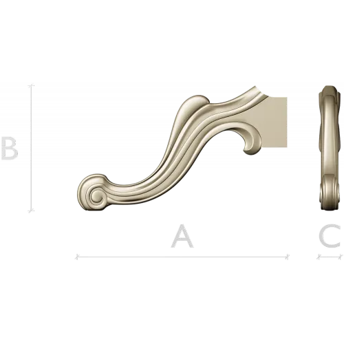 Rococo Scroll Applique - STL 3D model for CNC wood carving