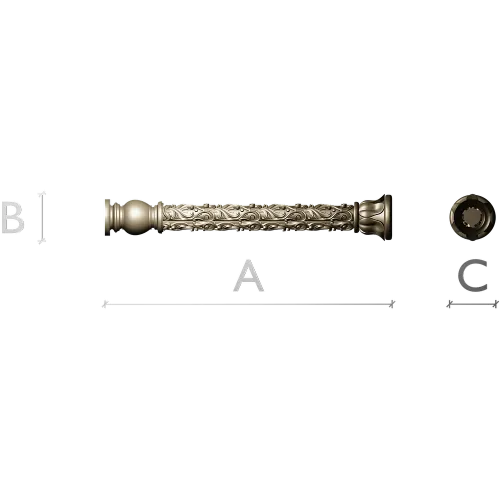 Acanthus Scroll Baluster - STL 3D model for CNC milling