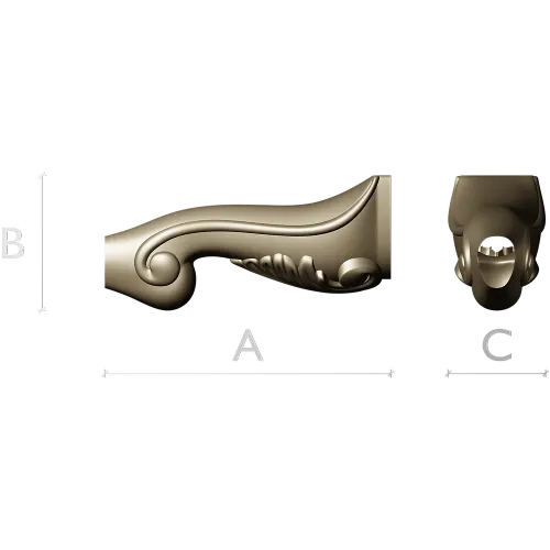 Acanthus Scroll Furniture Leg - STL 3D Model for CNC