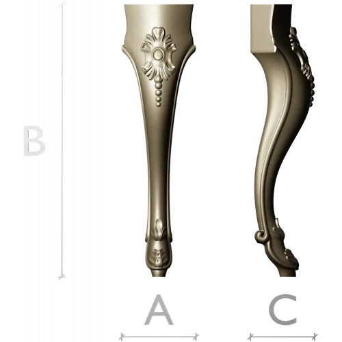 Rococo Floral Cabriole Leg - STL 3D Model for CNC