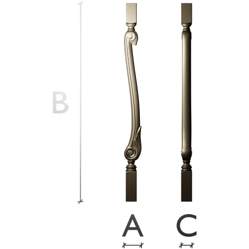 Serpentine Scroll Baluster STL for CNC