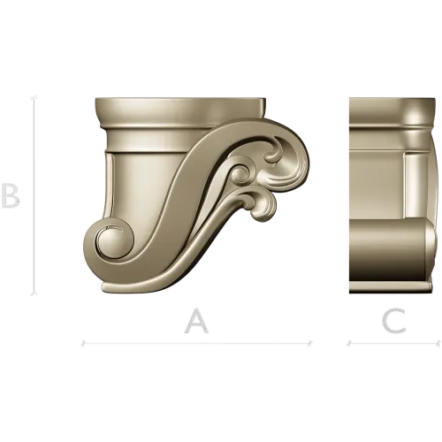 Regal Scroll Corbel - STL 3D model for CNC carving