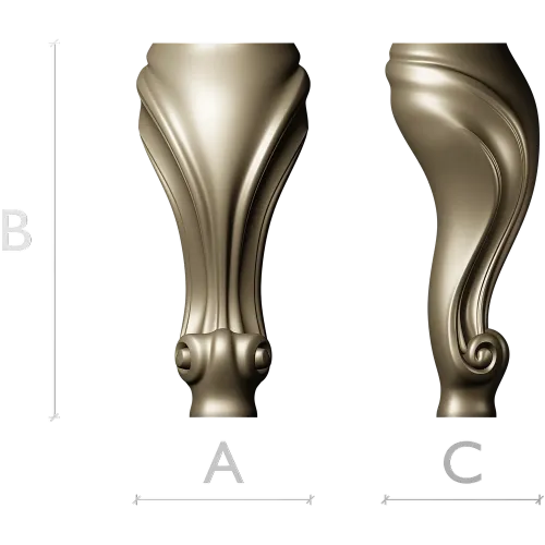 Ornate Shell & Scroll Furniture Leg - STL 3D Model for CNC