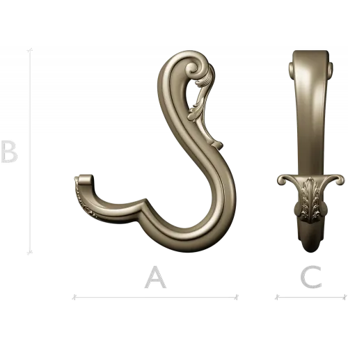 Acanthus S-Scroll - detailed STL 3D model for CNC decorative bracket