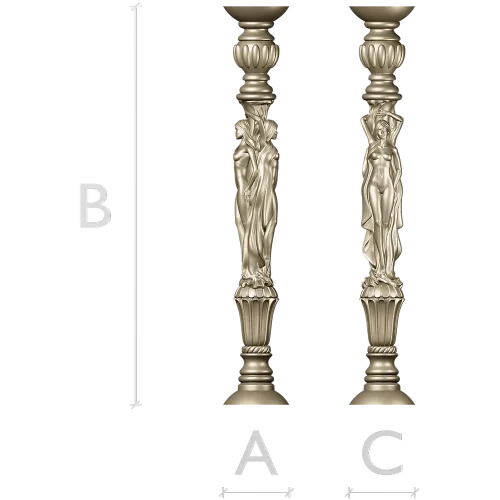 Caryatid baluster STL model for CNC router - high-relief spindle