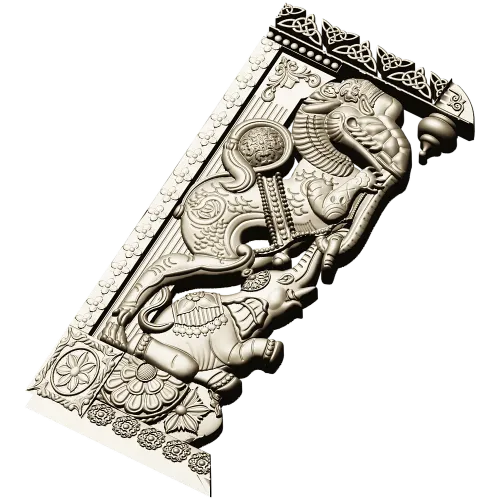 Индийский резной кронштейн с мифическими зверями - STL для ЧПУ