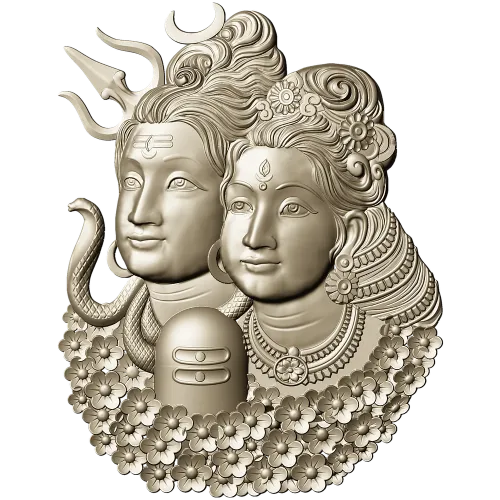 Shiva and Parvati Devotional Panel - 3D STL model for CNC