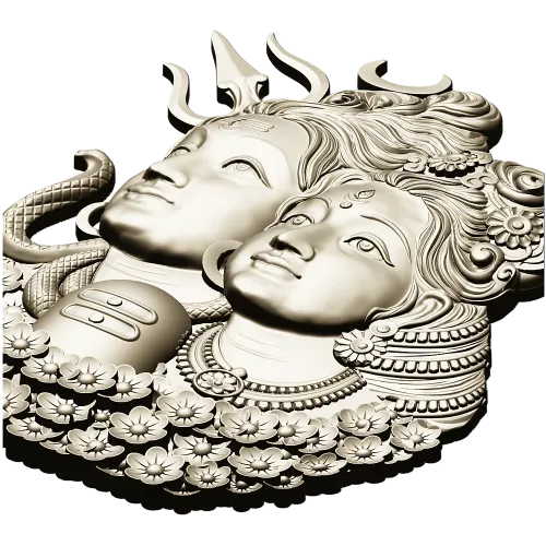 Shiva and Parvati Devotional Panel - 3D STL model for CNC