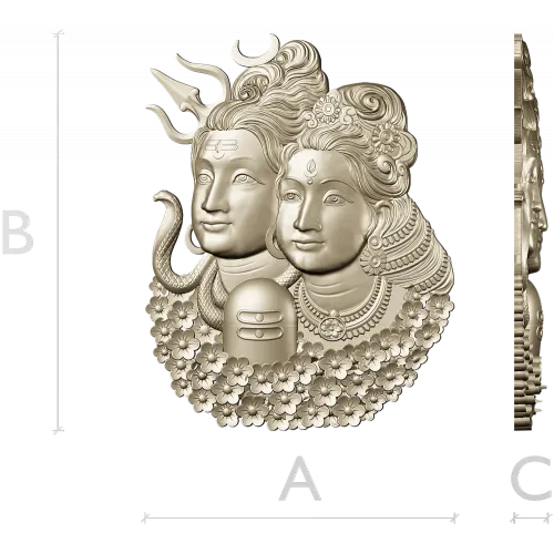 Shiva and Parvati Devotional Panel - 3D STL model for CNC