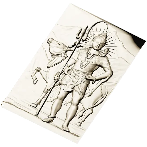 Shiva with Nandi - high relief panel STL for CNC