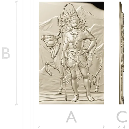 Shiva with Nandi - high relief panel STL for CNC