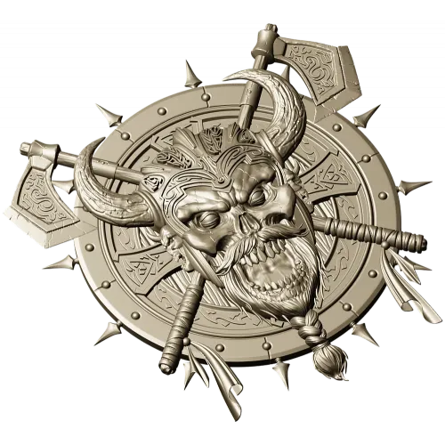 Викингский череп на щите - 3D STL модель для ЧПУ