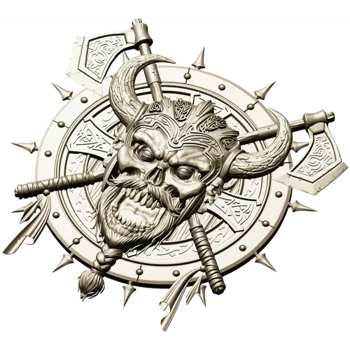 Викингский череп на щите - 3D STL модель для ЧПУ