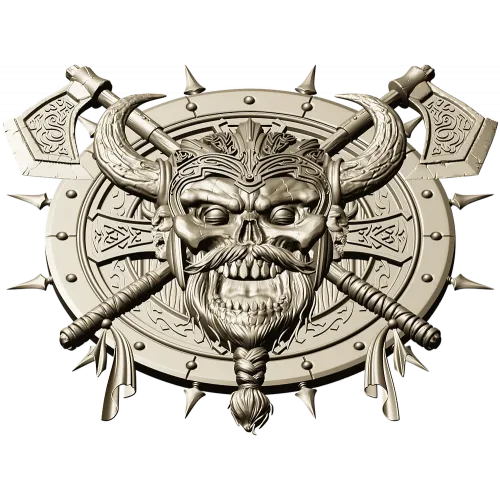 Викингский череп на щите - 3D STL модель для ЧПУ