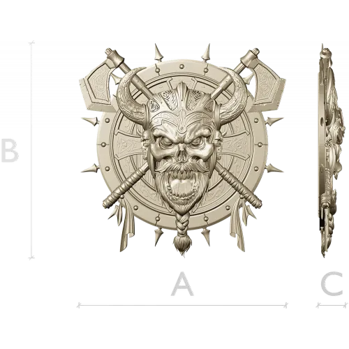 Викингский череп на щите - 3D STL модель для ЧПУ