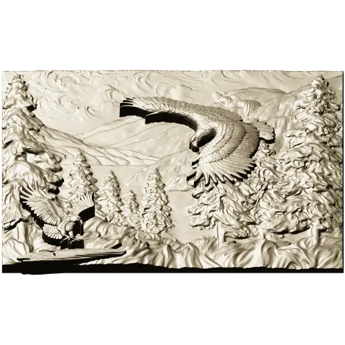 Панно "Орлы в горах" - 3D модель STL для ЧПУ