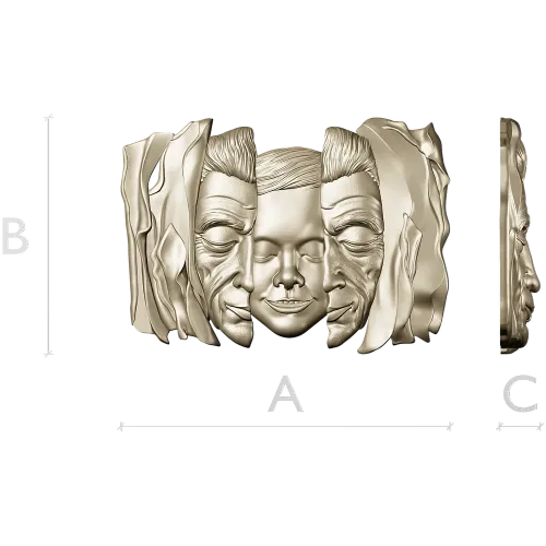 Барельеф "Три лика в драпировке" - 3D STL модель для ЧПУ