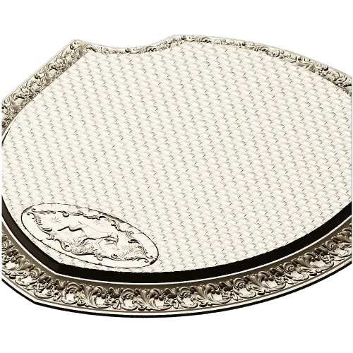 Ornate Shield Plaque 3D STL for CNC - Floral Border & Woven Field