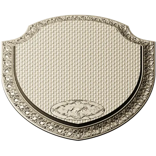 Ornate Shield Plaque 3D STL for CNC - Floral Border & Woven Field