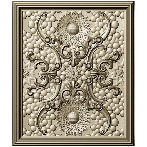 Sunflower Baroque Decorative Panel - STL model for CNC milling