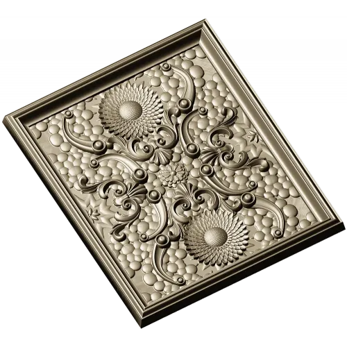Sunflower Baroque Decorative Panel - STL model for CNC milling