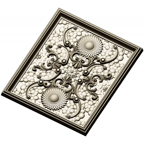 Sunflower Baroque Decorative Panel - STL model for CNC milling
