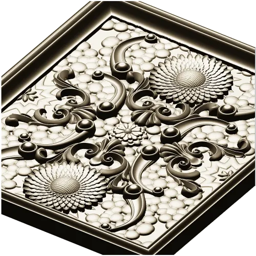 Sunflower Baroque Decorative Panel - STL model for CNC milling