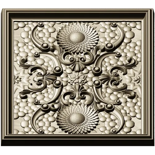 Sunflower Baroque Decorative Panel - STL model for CNC milling