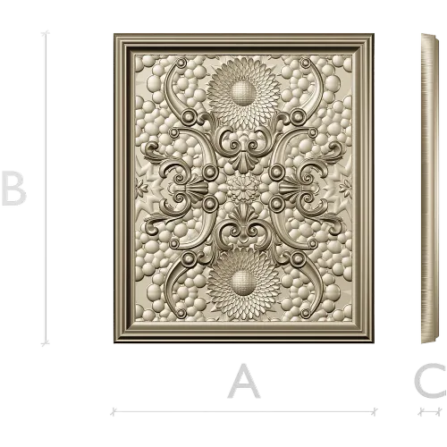 Sunflower Baroque Decorative Panel - STL model for CNC milling