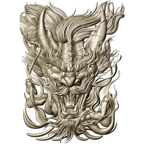 Embermane Dragon Head - high-relief 3D STL model for CNC carving