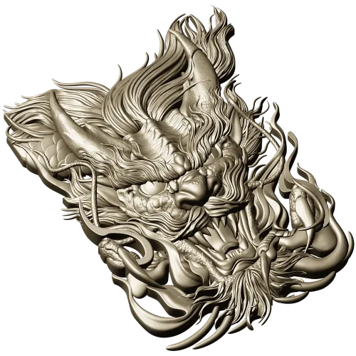 Embermane Dragon Head - high-relief 3D STL model for CNC carving