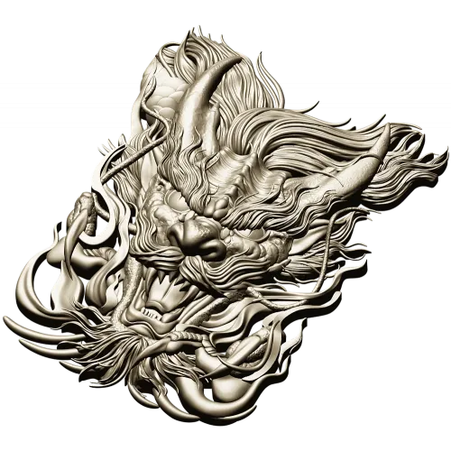Embermane Dragon Head - high-relief 3D STL model for CNC carving