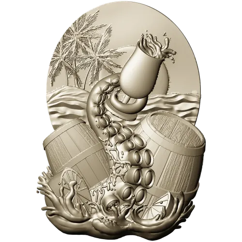 Kraken's Bounty Relief - high-relief STL 3D model for CNC