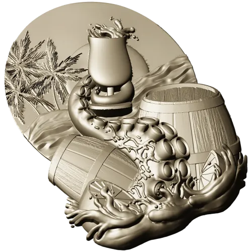 Kraken's Bounty Relief - high-relief STL 3D model for CNC