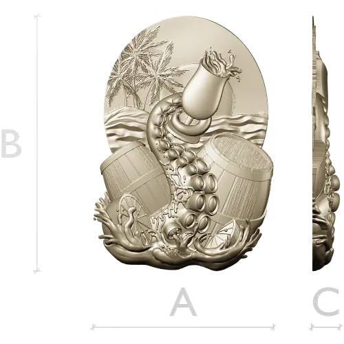 Kraken's Bounty Relief - high-relief STL 3D model for CNC