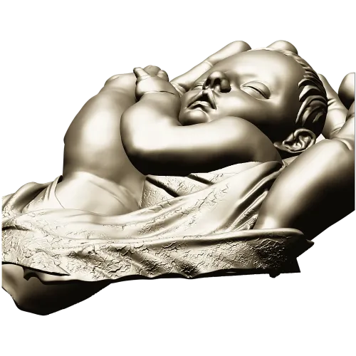 Бережные руки - 3D модель STL для ЧПУ, барельеф младенца в ладонях
