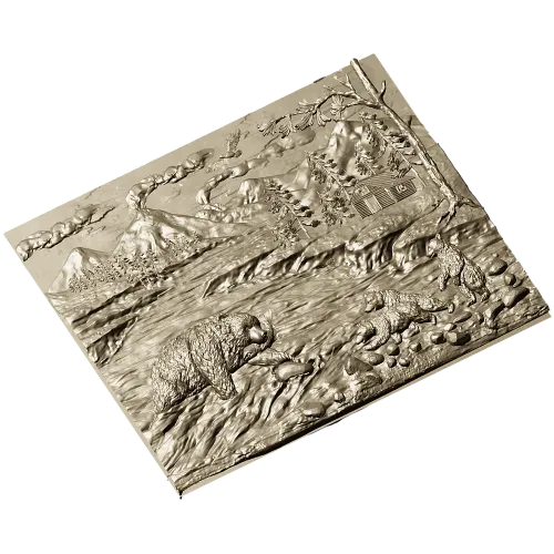 Fishing Bears bas-relief STL for CNC milling