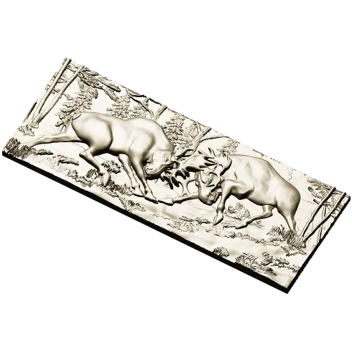 High-Relief Stags Panel STL for CNC - Detailed 3D Model for Milling