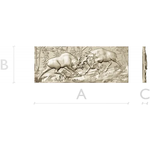 High-Relief Stags Panel STL for CNC - Detailed 3D Model for Milling