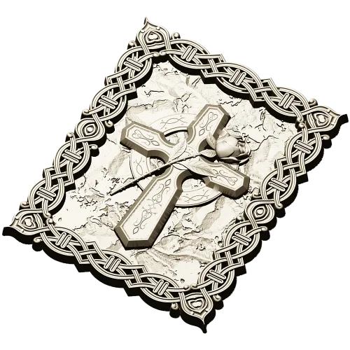 Celtic Cross with Rose - Relief Panel STL for CNC