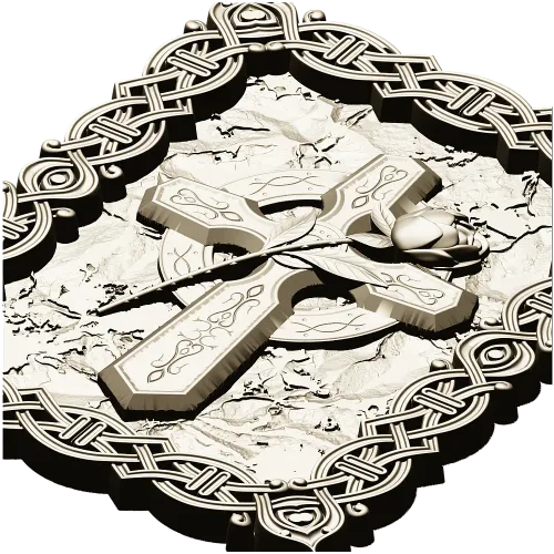 Celtic Cross with Rose - Relief Panel STL for CNC