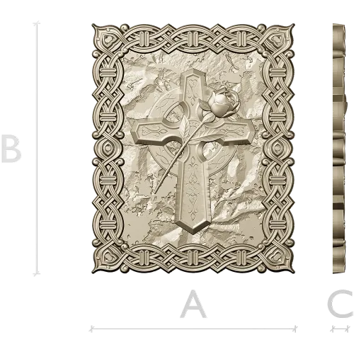 Celtic Cross with Rose - Relief Panel STL for CNC