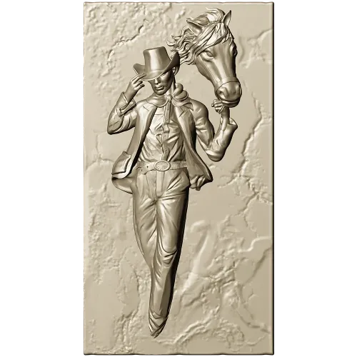 Cowboy and Horse High-Relief STL for CNC Routing