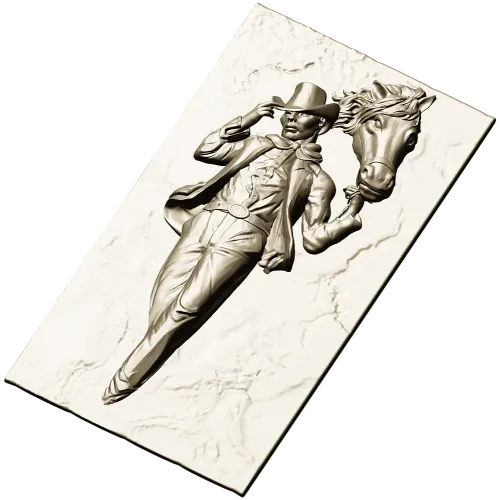 Cowboy and Horse High-Relief STL for CNC Routing