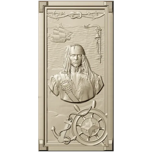 Pirate Captain High-Relief STL Panel for CNC