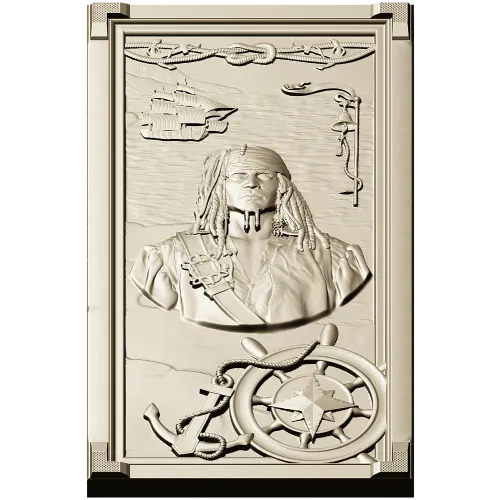 Pirate Captain High-Relief STL Panel for CNC