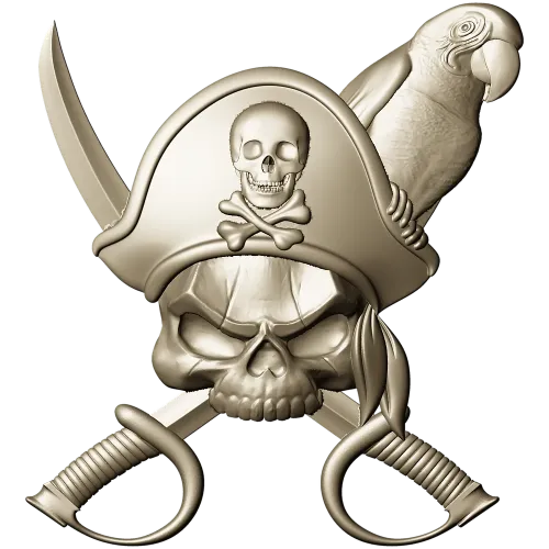 Pirate Skull with Parrot - STL 3D Model for CNC