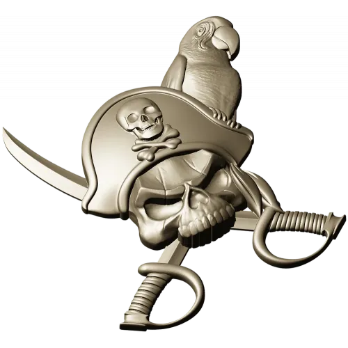Pirate Skull with Parrot - STL 3D Model for CNC